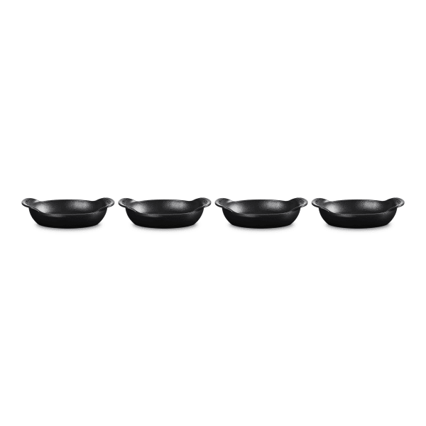 Le Creuset Gourmet Matte Black Collection Cast Iron Mini Rectangular Bakers, Set of 4