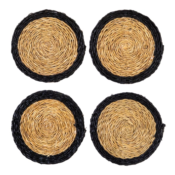 Gone Rural Trim Coasters, Set of 4, Smoke & Black