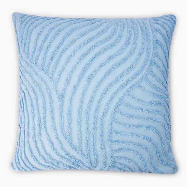 Thread Office Blue Wave Embroidered Scatter Cushion with Feather Blend Inner, 60cm x 60cm