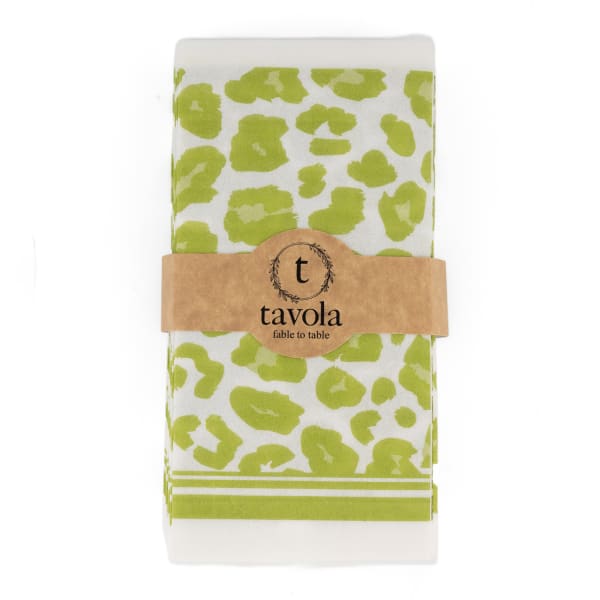 Tavola Leopard Slim Biodegradable Paper Serviettes, Pack of 24, Apple