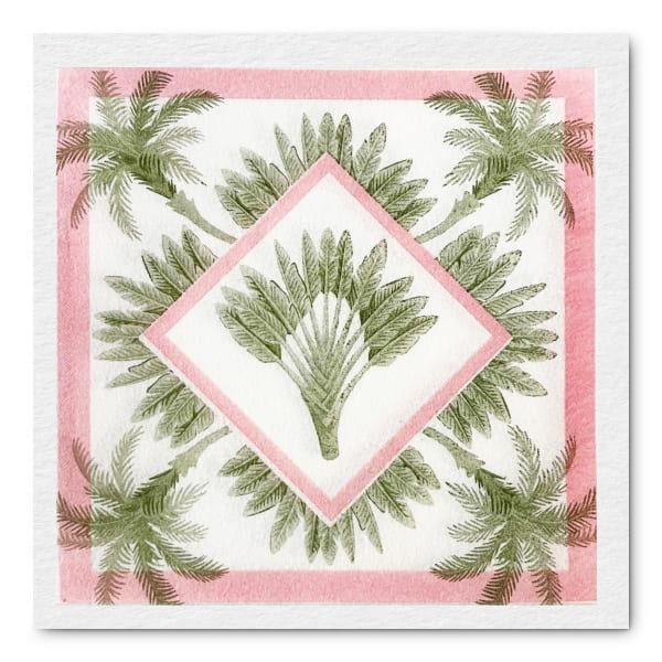 NapKin Cole Pink Palm Biodegradable Paper Cocktail Napkins, Pack of 25