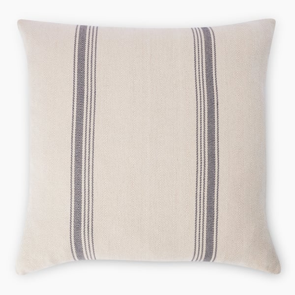 Thread Office Grey Sky Yarn Dye Herringbone Stripe Scatter Cushion with Feather Blend Inner, 60cm x 60cm