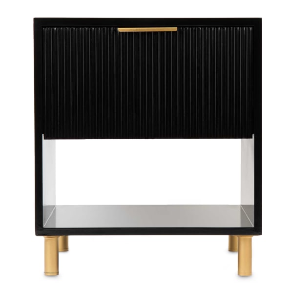 Native Decor Florence Fluted Bedside Table, Black