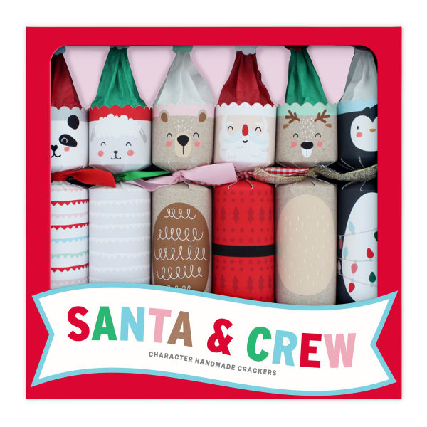 Holly & Ivy Novelty Characters Crackers with Tissue Hats, Pack of 6