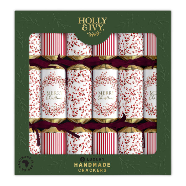 Holly & Ivy Luxury Berry & Stripe Crackers, Pack of 6