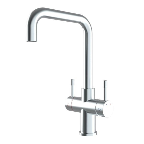 BIBO Under-Counter Chilled Water Module with Rock Faucet, Brushed Silver Cube 4-in-1 Faucet