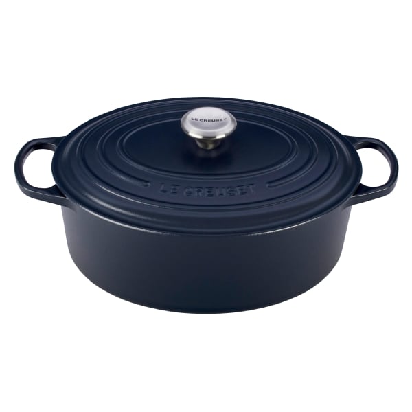 Le Creuset Signature 6.3 Litre Oval Cast Iron Casserole, 31cm, Matte Navy
