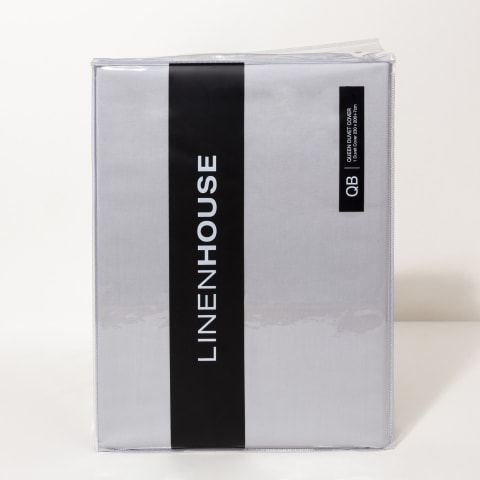 Linen House Bamboo Oxford Duvet Cover Silver King