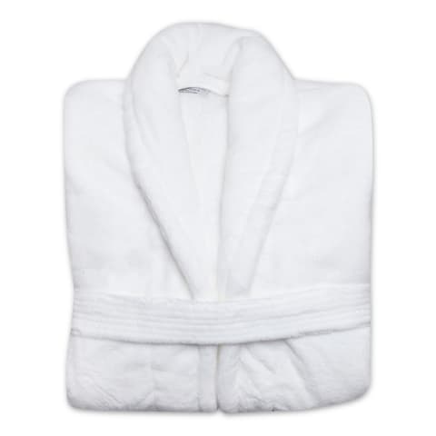 Club Classique White Unisex Fleece Bathrobe Medium