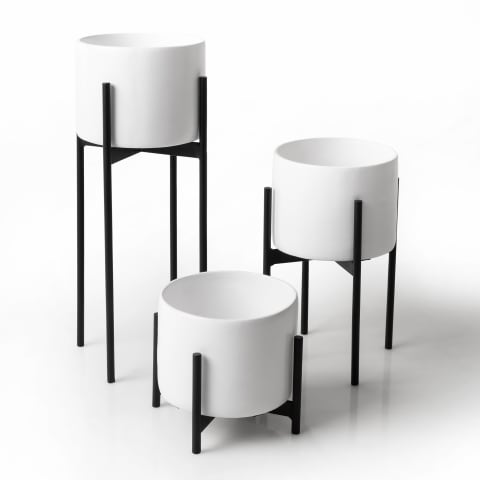 Native Decor Trio Metal Planters Set of 3 White
