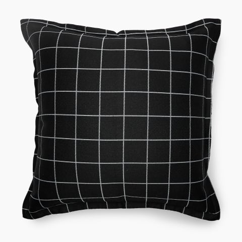 Black Jacquard Grid Cushion & Feather Blend Inner