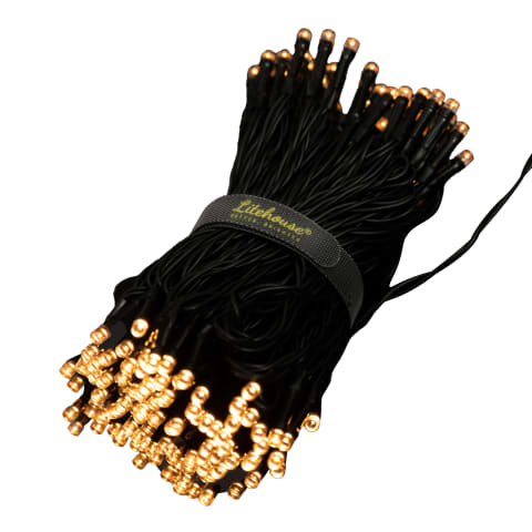 Litehouse Solar LED Black String Fairy Lights 20m