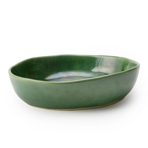 Glazed Stoneware Serving Bowl - 23cm Fig Green