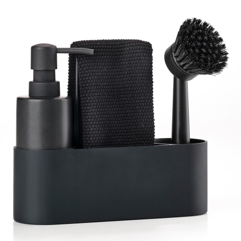 Singles Dishwashing Set with Cloth - Black