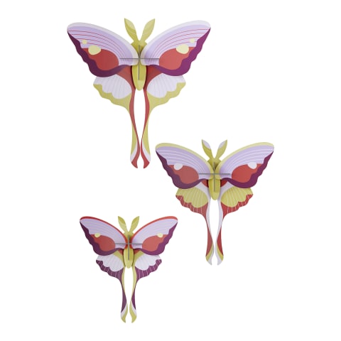 Lilac Comet Butterflies Paper Wall Decor Set of 3