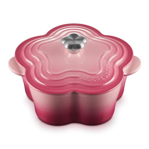 LE CREUSET フラワー　レッド 約20cm le creuset berry signature 2.4 litre flower cast iron casserole