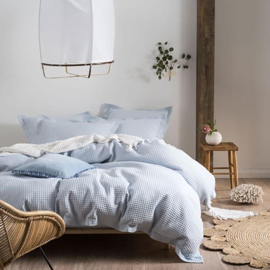 Linen House Deluxe Waffle Duvet Cover Soft Blue Yuppiechef