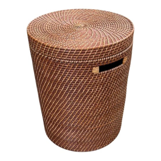 Orange Apple Brown-Washed Laundry Basket with Lid - Medium