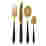 Image of Excellent Houseware Gold Cutlery Set with Black Handles, 16-Piece