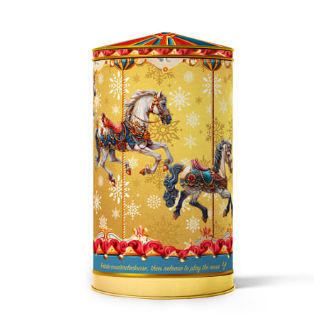 Image of Gingerbread House Kits Musical Carousel Tin with Chocolate Chip Biscuits, 210g