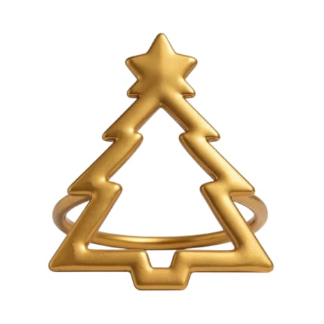 Image of Nicolson Russell Gold Christmas Tree Napkin Rings, Set of 4