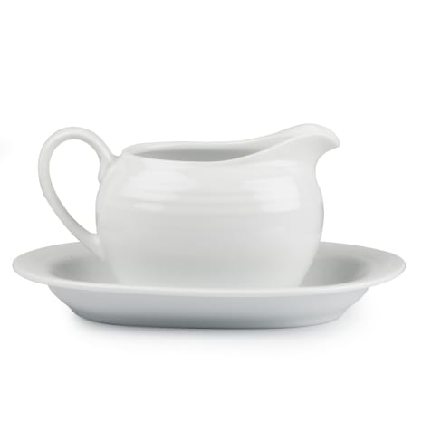 Image of Noritake Arctic White Gravy Boat & Saucer