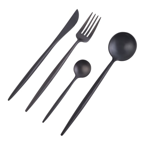 Image of Nicolson Russell Dubai Matte Black Titanium Cutlery Set, 16-Piece