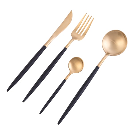 Image of Nicolson Russell Dubai Gold & Black Titanium Cutlery Set, 16-Piece