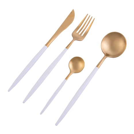 Image of Nicolson Russell Dubai Gold & White Titanium Cutlery Set, 16-Piece