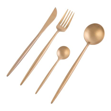Image of Nicolson Russell Dubai Matte Gold Titanium Cutlery Set, 16-Piece