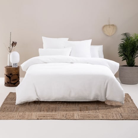 Image of Linen House Providence White Waffle Cotton Duvet Set