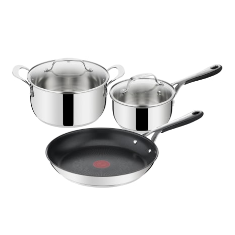 Image of Jamie Oliver by Tefal Kitchen Essential Stainless Steel Cookware Set, 3-Piece