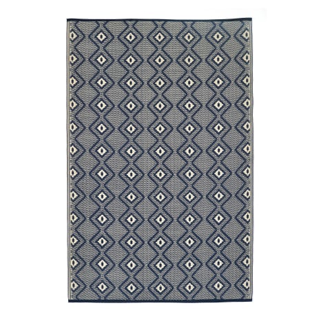 Image of FabHabitat Rabat Blue & Cream Outdoor Reversible Rug