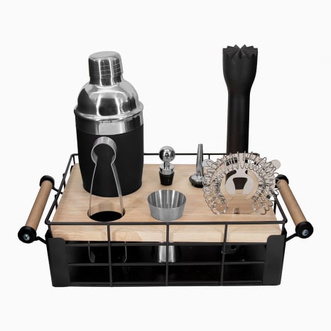 Image of Bar Butler Cocktail Caddy with Handles, 8-Piece