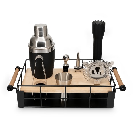 Image of Bar Butler Cocktail Caddy with Handles, 8-Piece