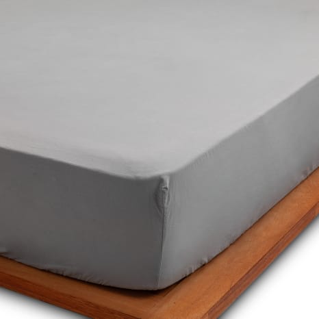 Image of Thread Office Grey Washed Cotton Fitted Sheet