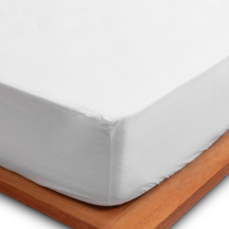 Image of Thread Office White Percale Fitted Sheet, 400 Thread Count