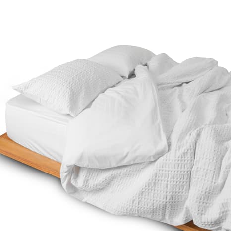 Image of Thread Office White Cotton Waffle Duvet Cover Set
