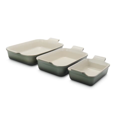 Image of Le Creuset Thyme Stoneware Heritage Rectangular Dish, Set of 3