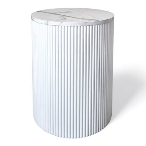 Image of Native Decor Fluted Marble Storage Side Table