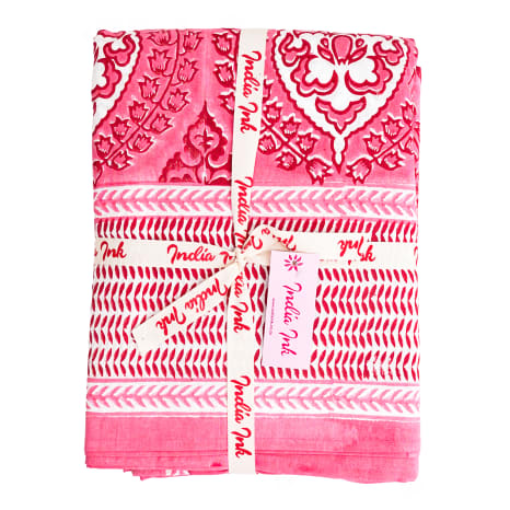 Image of India Ink Pink Medallion Border Tablecloth