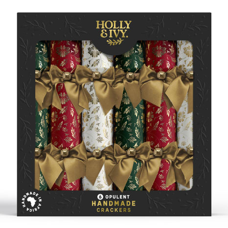 Image of Holly & Ivy Opulent Traditional Damask Festive Crackers, Pack of 6