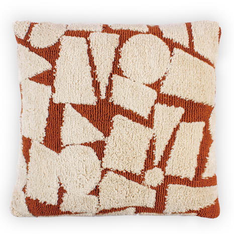 Image of Thread Office Cocoa Circular Shapes Knitted Scatter Cushion with Feather Blend Inner, 50cm x 50cm