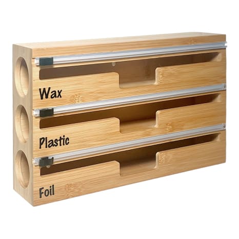 Image of Trendz Of Today Bamboo 3-in-1 Plastic, Foil & Wax Wrap Dispenser