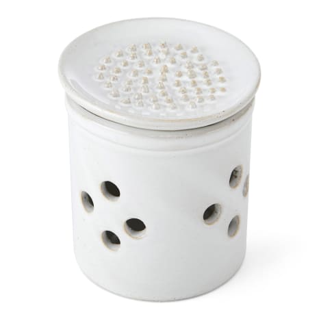 Image of KitchenCraft Idilica Stoneware Garlic Storage Jar with Grater Lid