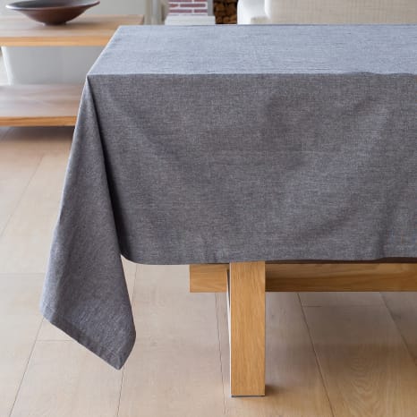Image of Linen House Revana Chambray Black Tablecloth
