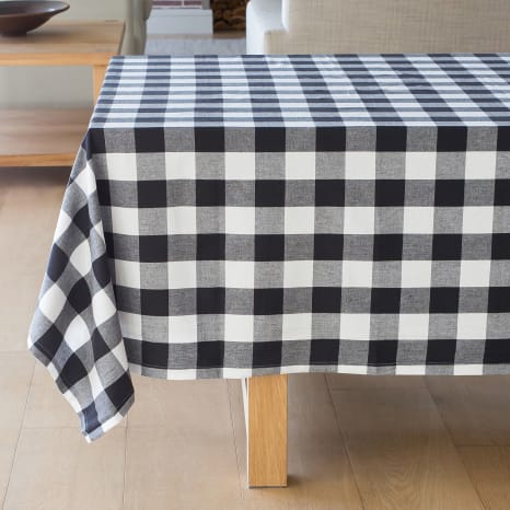 Image of Linen House Revana Black Check Tablecloth