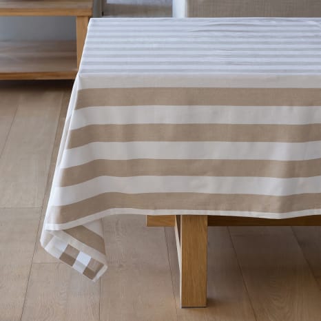 Image of Linen House Revana Stone Stripe Tablecloth