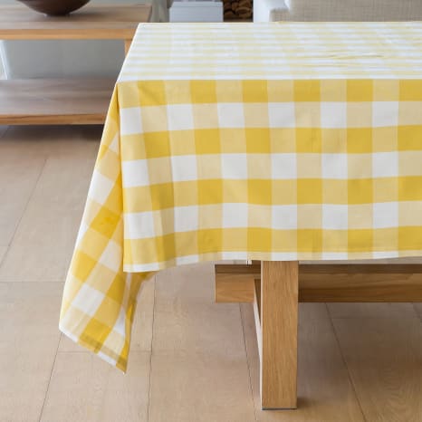Image of Linen House Revana Yellow Check Tablecloth