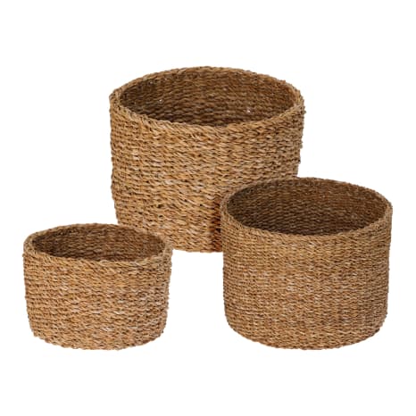Image of H & S Collection Round Seagrass Baskets, Set of 3